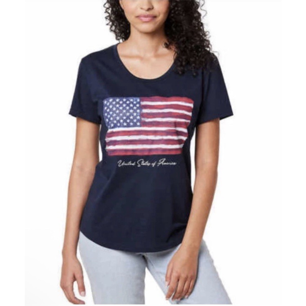 GENERAL STANDARD WOMEN'S USA FLAG GRAPHIC T-SHIRT(NAVY SMALL)NWT